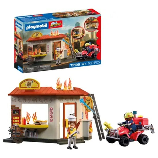 Quad de pompiers avec stand à burgers
