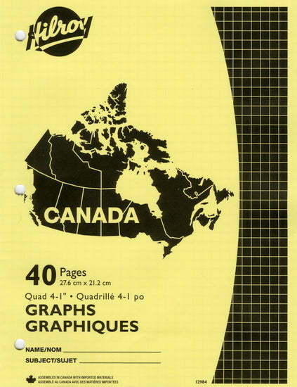 Cahier Canada quadrillé 4/1" 40p