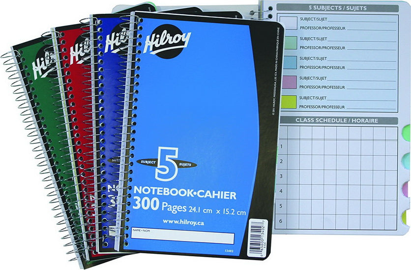 Cahier spirale 5 sujets 9x6" 300p