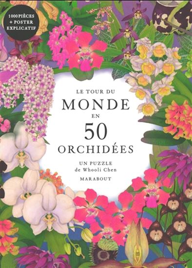 Tour du monde en 50 orchidées : puzzle 1.000 pièces(Le) Cof.