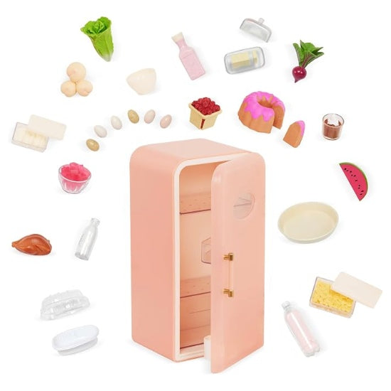 Mini frigo pour poupée avec aliments