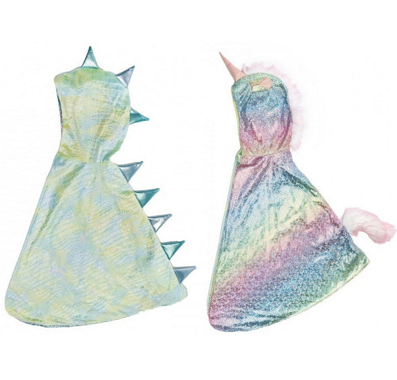 Cape réversible dragon et licorne arc-en-ciel 5-6 ans