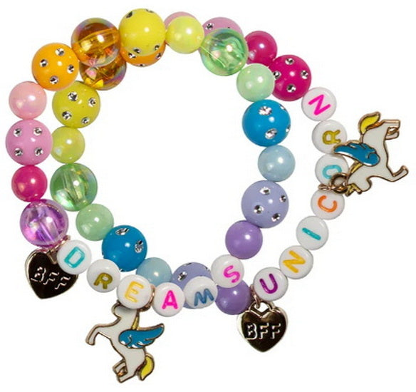 Ens. 2 bracelets d'amitié licorne BFF