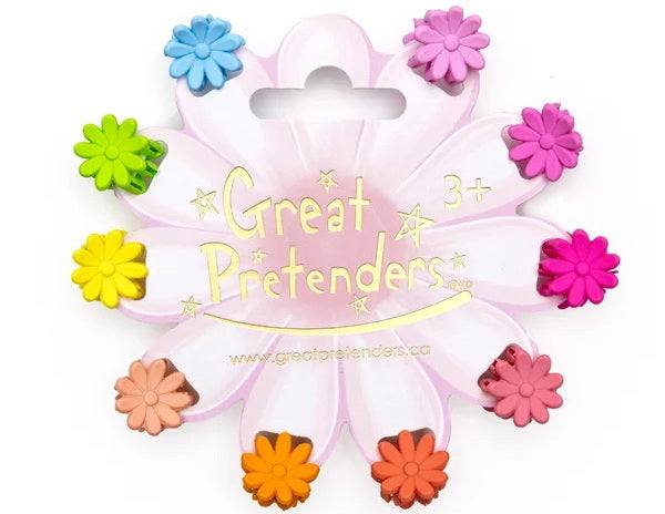 Ens. 10 mini barettes marguerites arc-en-ciel
