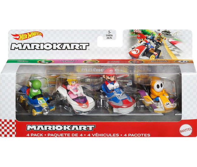 Ens. 4 véhicules Hot Wheels Mario Kart