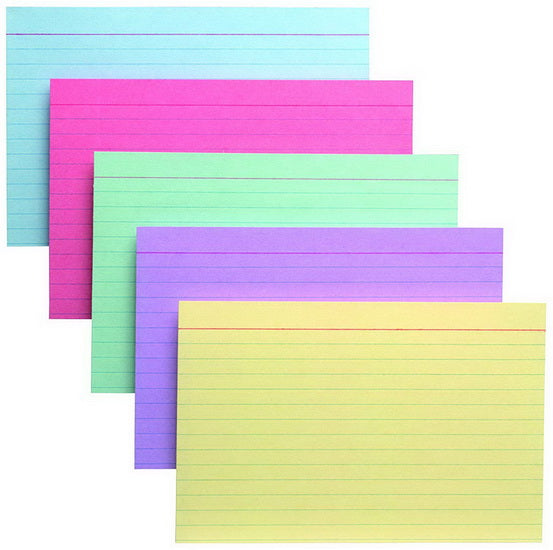 Fiches lignées 4x6 ass pqt 100